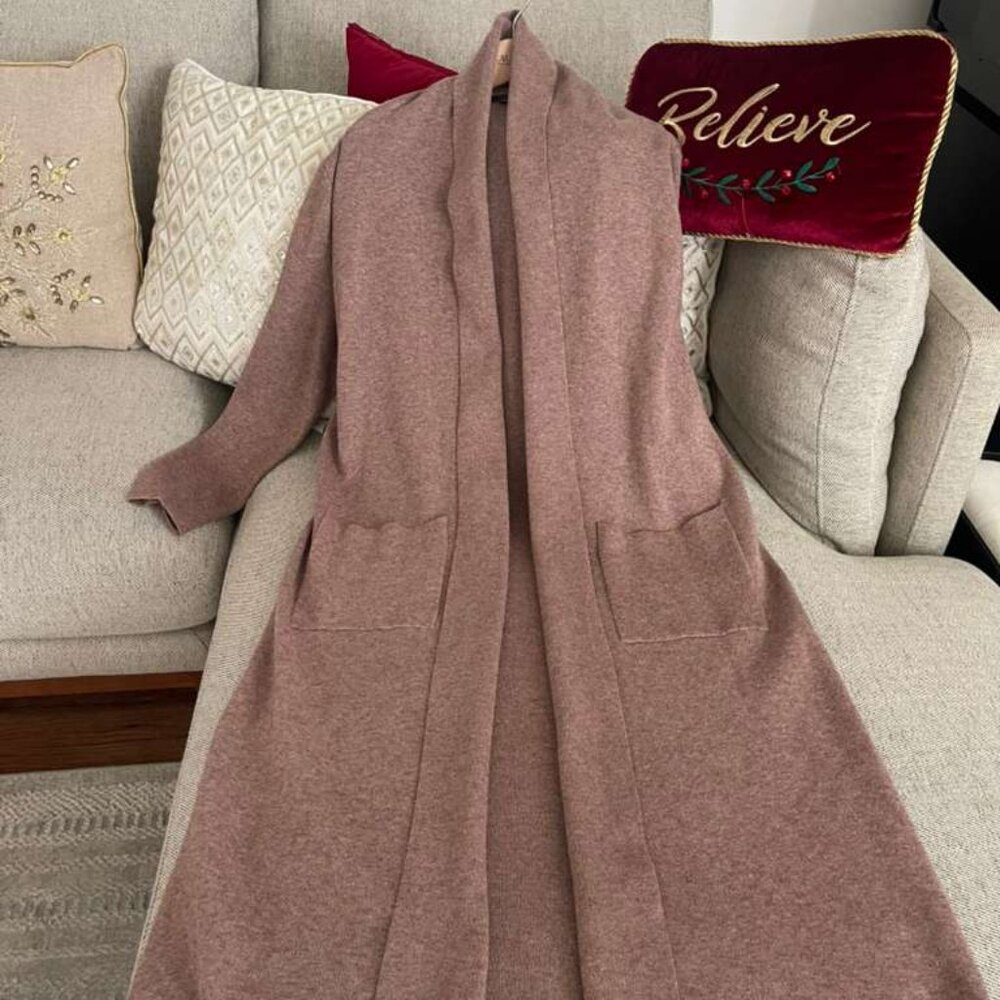NWOT MAX SPORT NEW $268 Sand Beige Long Sleeve Open Front knit Cardigan S